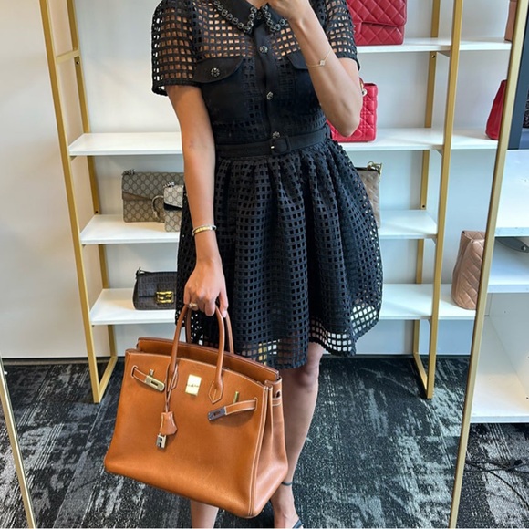 Self-Portrait Black Grid Lace Mini Dress - Picture 1 of 16